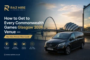 Luxury private hire vehicle for Commonwealth Games Glasgow 2026 venue transfers.