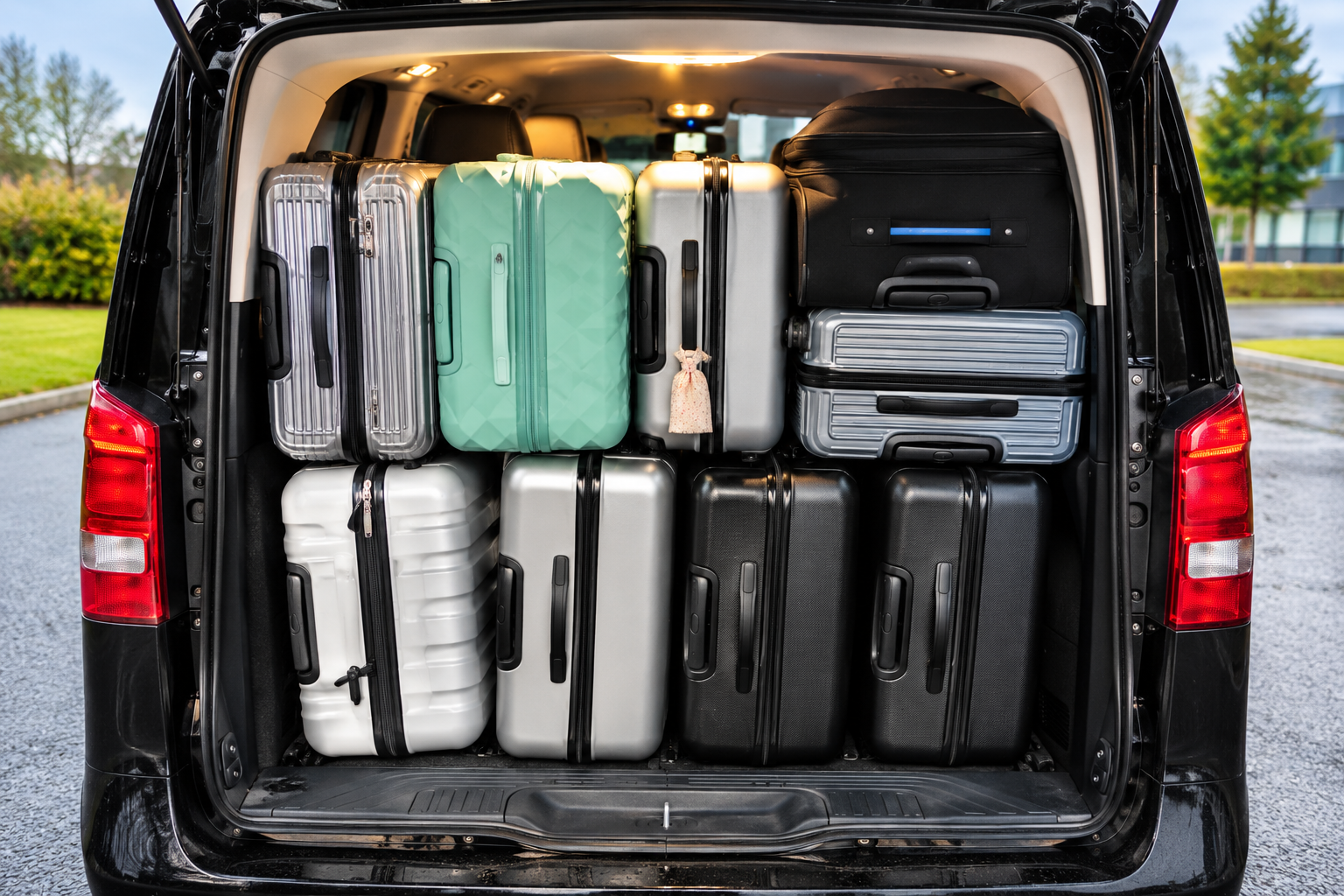 Luggage carried in a Raz 8-seater vehicle