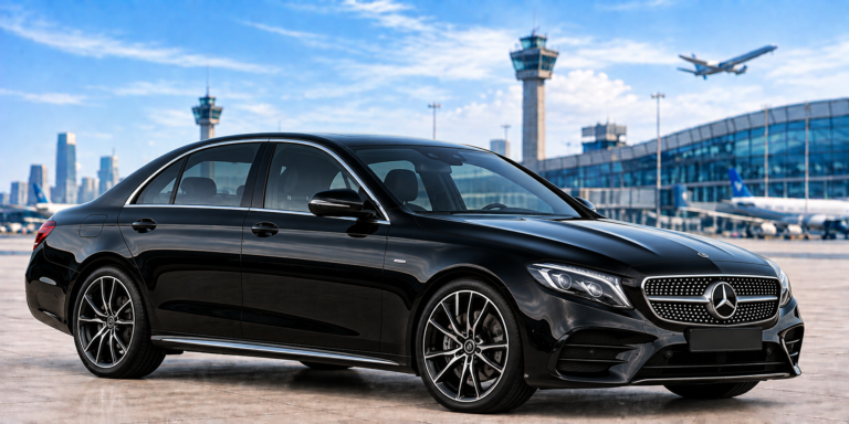 Black executive Mercedes-Benz E-Class vehicle illustration for Raz Private Hire