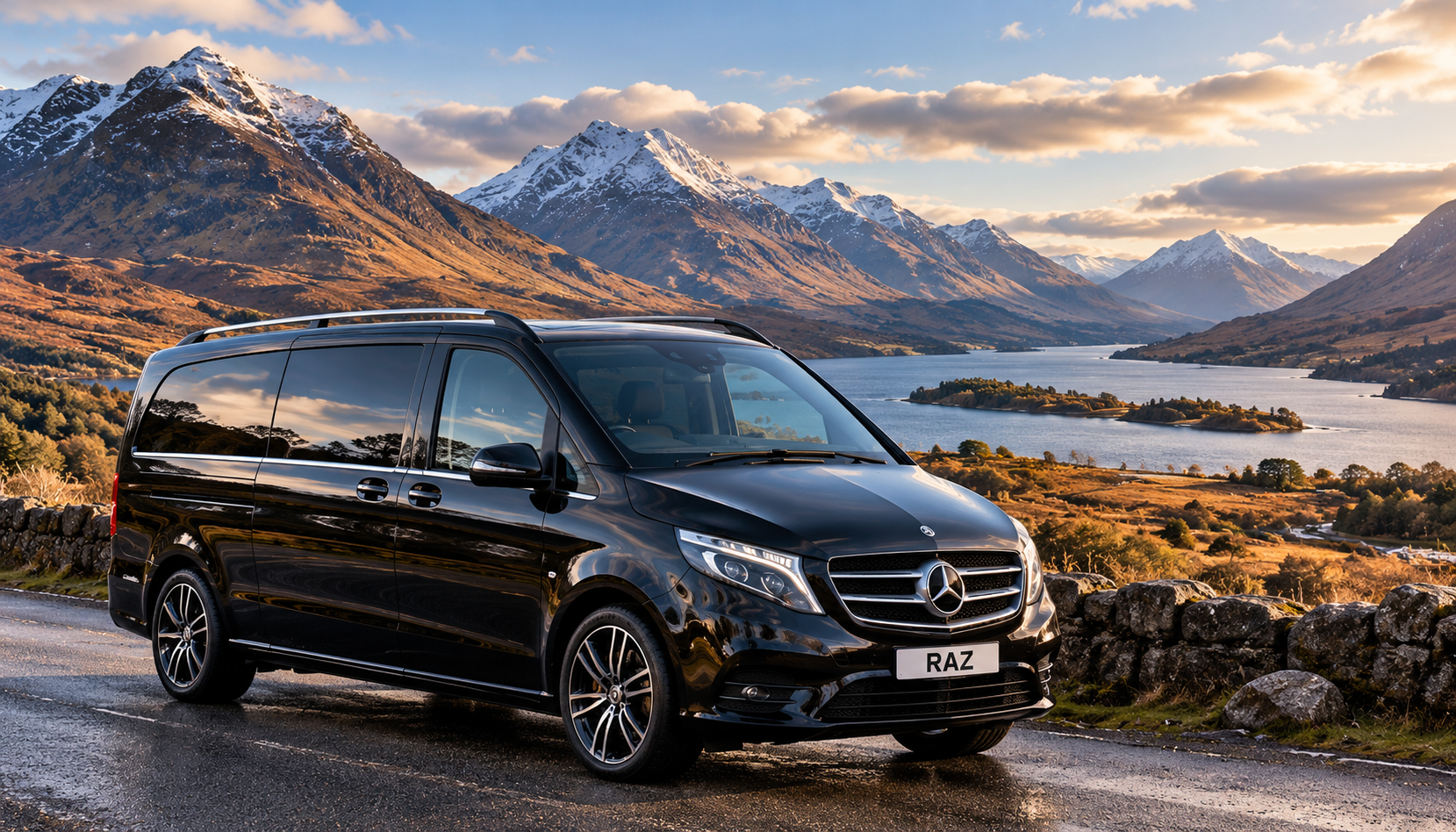 Raz Private Hire tour vehicle in the Scottish Highlands